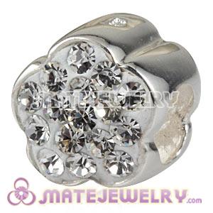 Wholesale 925 Sterling Silver Flower Charm Beads With Austrian Crystal 