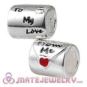 Sterling Silver European Love Letter With Red Enamel Beads Wholesale