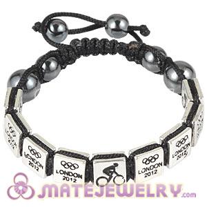 Handmade London 2012 Olympics Cycling Road Square Alloy Bracelets With Hematite