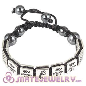 Handmade London 2012 Olympics Tennis Square Alloy Bracelets With Hematite