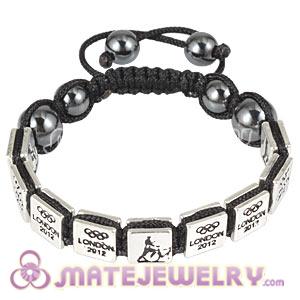 Handmade London 2012 Olympics Triathlon Square Alloy Bracelets With Hematite