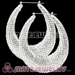 76X90mm Silver Basketball Wives Bamboo Crystal Water Drop Earrings