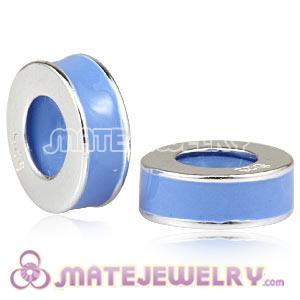 925 Sterling Silver European Enamel Blue Stopper Bead For Bracelet