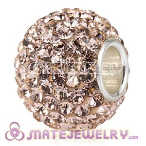 10X13 Charm European Beads With 130pcs Light Peach Austrian Crystal 925 Silver Core