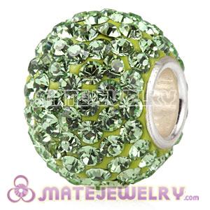 10X13 Charm European Beads With 130pcs Peridot Austrian Crystal 925 Silver Core
