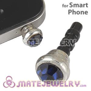 Anti Dust Earphone Jack Plug Accessory With Ink Blue Crystal For Smart Phone 