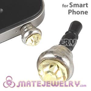 Anti Dust Earphone Jack Plug Accessory With Yellow Crystal For Smart Phone 