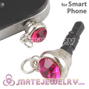 Wholesale Earphone Jack Plug Accessory With Fushia Crystal For Smart Phone 
