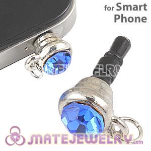 Wholesale Earphone Jack Plug Accessory With Ocean Blue Crystal For Smart Phone 