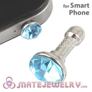 Wholesale Earphone Jack Anti Dust Plug Stopper With Cyan Crystal For iPhone 