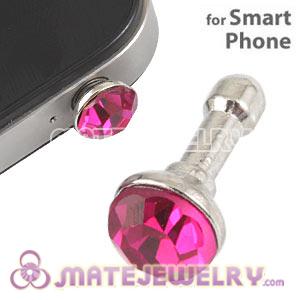 Wholesale Earphone Jack Anti Dust Plug Stopper With Fushia Crystal For iPhone 