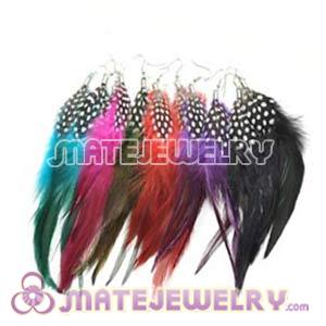 120 Pair Per Bag Mix Color Natural Rooster Feather Earrings Wholesale  