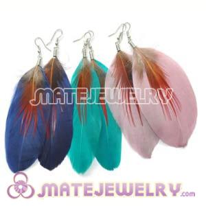 120 Pair Per Bag Mix Color Natural Rooster Bohemia Feather Earrings Wholesale  