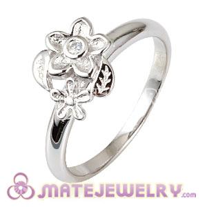 Platinum Plated He Loves Me Ring Upon Ring With Austrian Crystal
