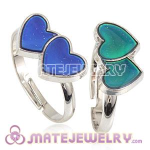 Wholesale Mix Size Unisex Silver Plated Change Color Heart Rings 