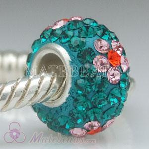 Austrian crystal European style blue beads with pink flower