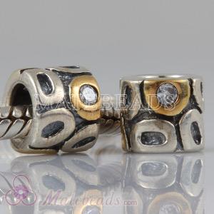European gold plated silver beads with stone