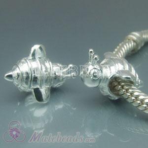 Silver European bee beads