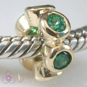 European Gold Bead with Emerald