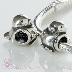 European Silver Happy bird charm beads