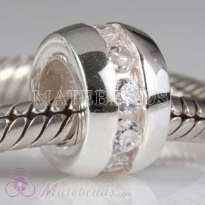 Sterling silver bead with clear stones