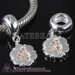 European Number 4 Charm Beads with CZ Stone