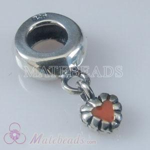European type charms with enamel red heart
