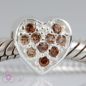 Wholesale heart charms European beads with stones
