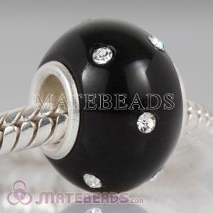 Kerastyle jet black Glass Bead with Crystal