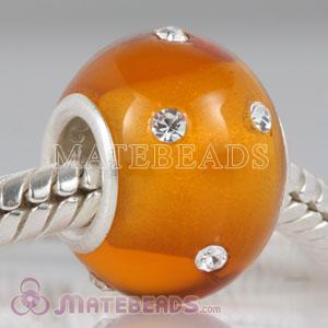 Hand-Blown Glass Bead with Crystal
