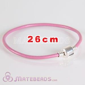 Pink slippy leather European style bracelet without stamped