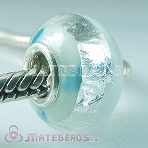 silver foil round European glass beads with 925 silver core