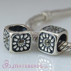 European Sterling Flower Charms with Stone