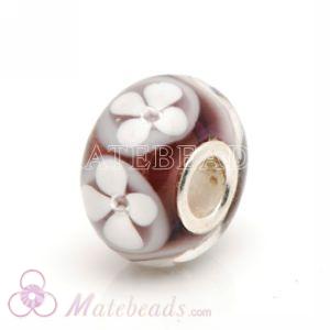 Brown flower Lampwork glass beads