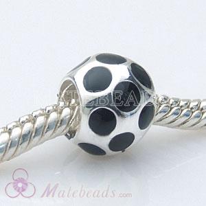 sterling silver bead with black circle fit charm beads