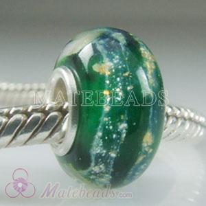 Green galaxy Lampwork glass beads