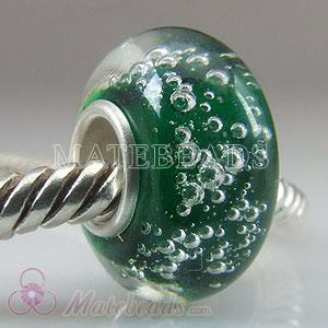 Green bubbles Lampwork glass beads