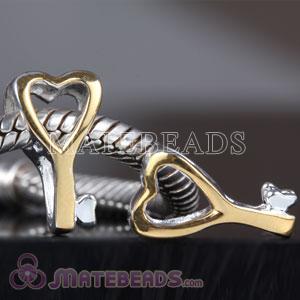 Gold Plated silver Key charm beads