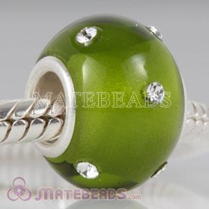 Kerastyle green Glass hand blown glass bead with Crystal