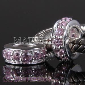 European Spacer Beads with Pink Stone
