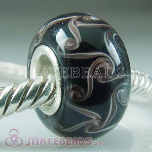 Black Swirl Lampwork Glass Bead