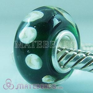 Green Lampwork glass pebbles beads