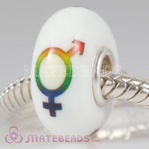 Lampwork Glass Painted Male and Female Symbol Bead fit European Largehole Jewelry Bracelets