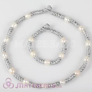 Wholesale Pearl Jewelry Set with 43cm Fashion Knot Necklace and 19cm Knot Bracelet