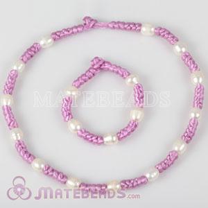 Wholesale Pearl Jewelry Set with 43cm Fashion Knot Necklace and 19cm Knot Bracelet