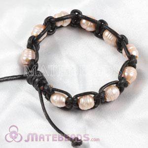 Fashion Hand Knitted Leather Freshwater Pearl Bracelet
