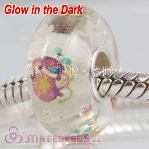 Lampwork Glass Painted Aquarius Fluorescent Bead fit European Largehole Jewelry Bracelets