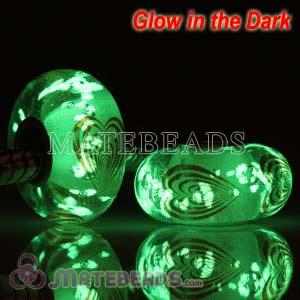 Lampwork Glass Painted Heart Fluorescent Bead fit European Largehole Jewelry Bracelets