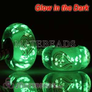 Lampwork Glass Painted Heart Fluorescent Bead fit European Largehole Jewelry Bracelets