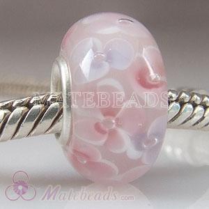 Lampwork glass pink bouquet beads